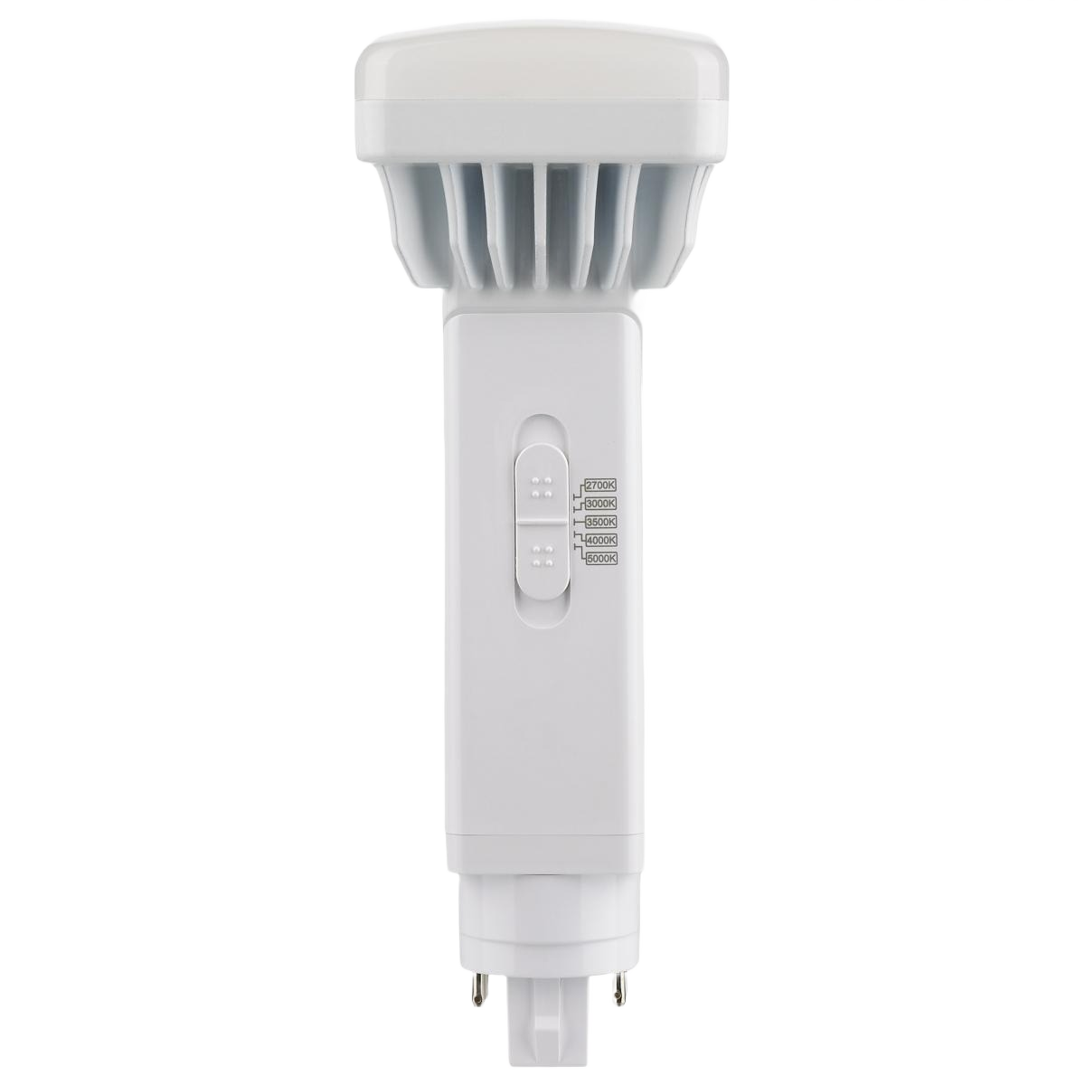 Adjustable white LED bulb with 4-pin base for energy-efficient lighting in electrical and ceiling fan collections