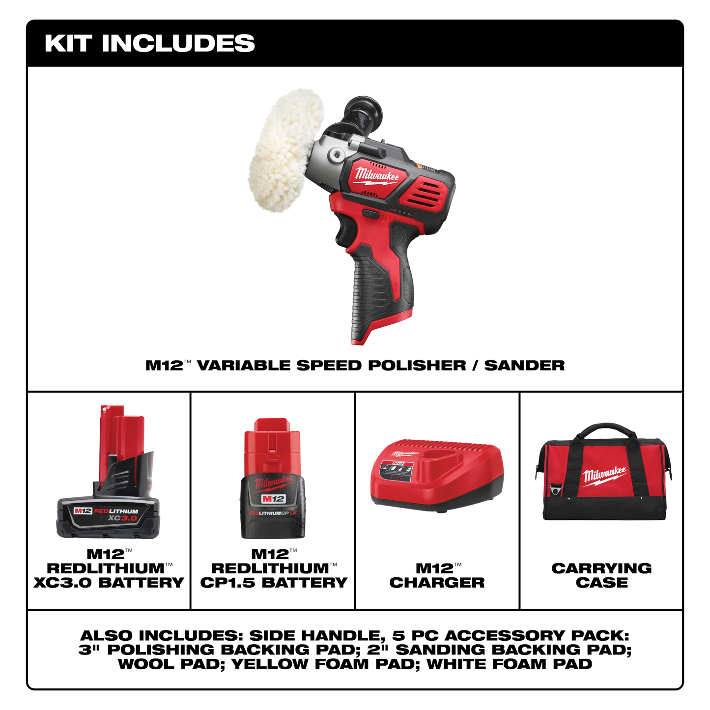 Milwaukee M12™ Variable Speed Polisher/Sander Kit