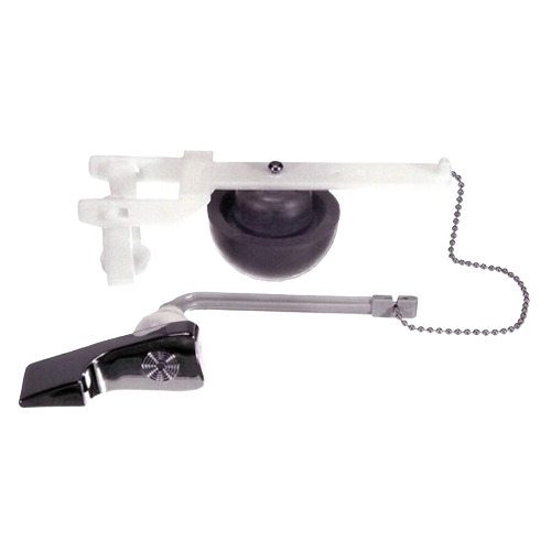 Plastic and metal toilet flush valve repair kit with chain for plumbing parts and home improvement use