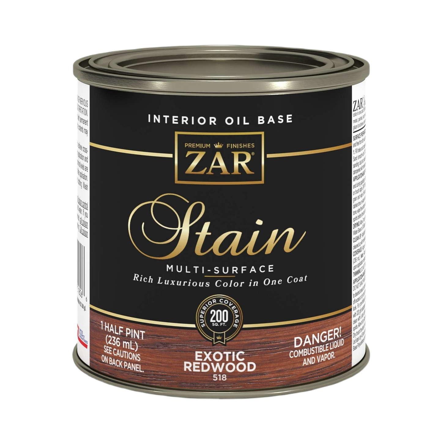 Half-pint can of ZAR interior oil base exotic redwood wood stain for home improvement and finishing projects under $50