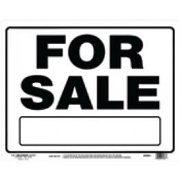 White and black For Sale sign with space for custom information, suitable for home improvement or property sales use