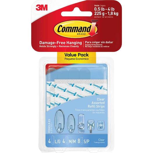 Clear assorted adhesive refill strips for damage-free hanging in hardware and fasteners under $50 collection