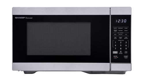 Silver Sharp countertop microwave with digital display and keypad from Microwaves collection