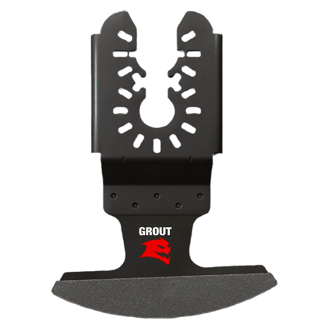 Black diamond grit grout removal blade compatible with oscillating tools, part of power tool accessories for home improvement.