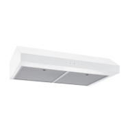 White under-cabinet range hood with dual filters and control buttons, part of Under Cabinet Range Hoods collection