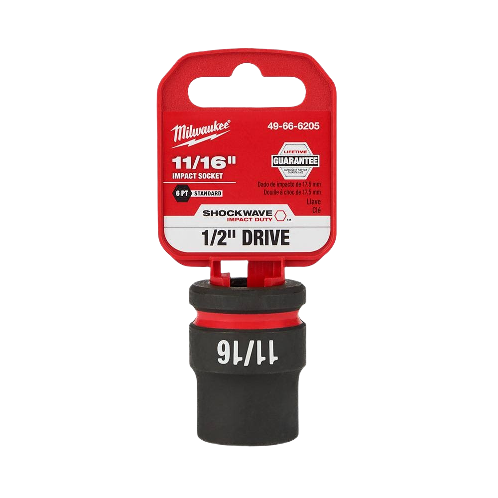 Milwaukee 11/16 impact socket with 1/2 inch drive and shockwave technology for tools and home improvement tasks