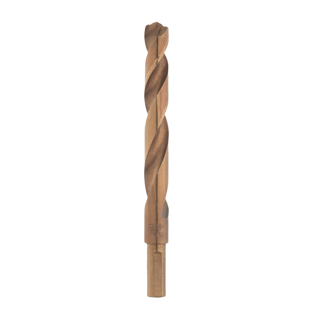 15/32 inch cobalt drill bit with red helix design for heavy-duty metal drilling in tool accessories under $50