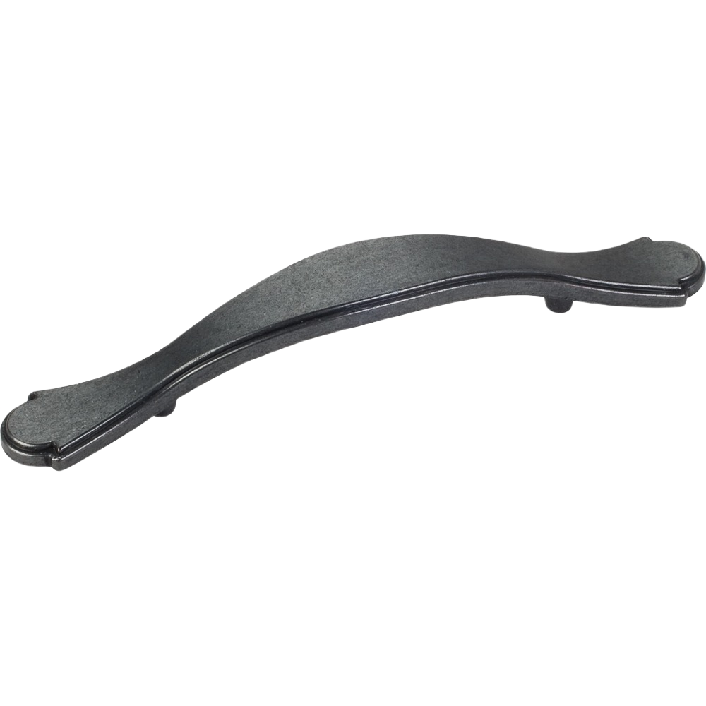 Gun metal finish curved cabinet pull with sleek design for furniture hardware and home improvement projects