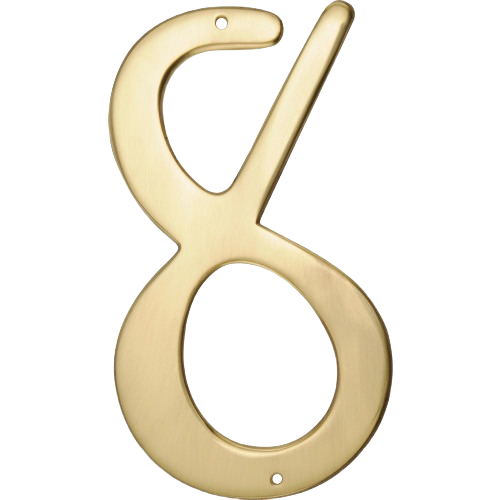 Brass house number 8 with nail holes for easy mounting in home improvement and tools projects