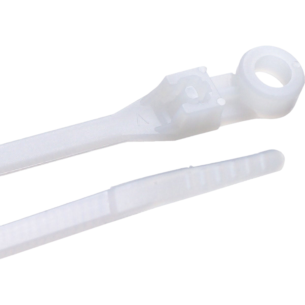 Natural color mounting cable ties with locking heads for secure bundling in tools and home improvement projects