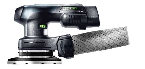 Cordless orbital sander with ergonomic design, dust bag attachment, and lithium-ion battery for home improvement tasks