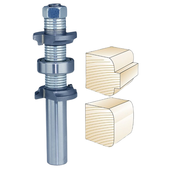 Double roundover router bit for woodworking with adjustable cutting length in tool accessories and power tool bits collections