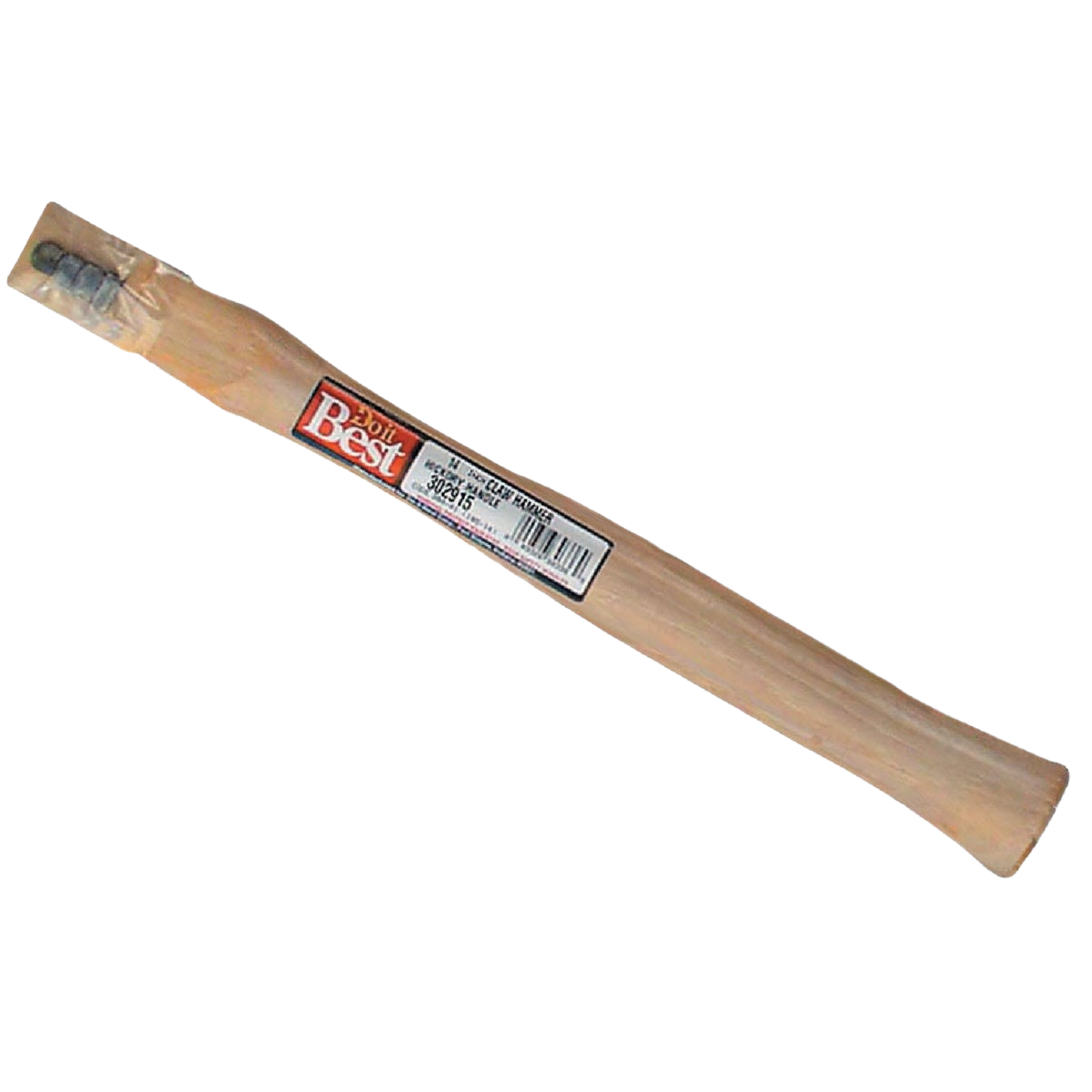 Straight 14-inch hickory hammer handle with smooth natural wood finish for replacement in tools and home improvement projects