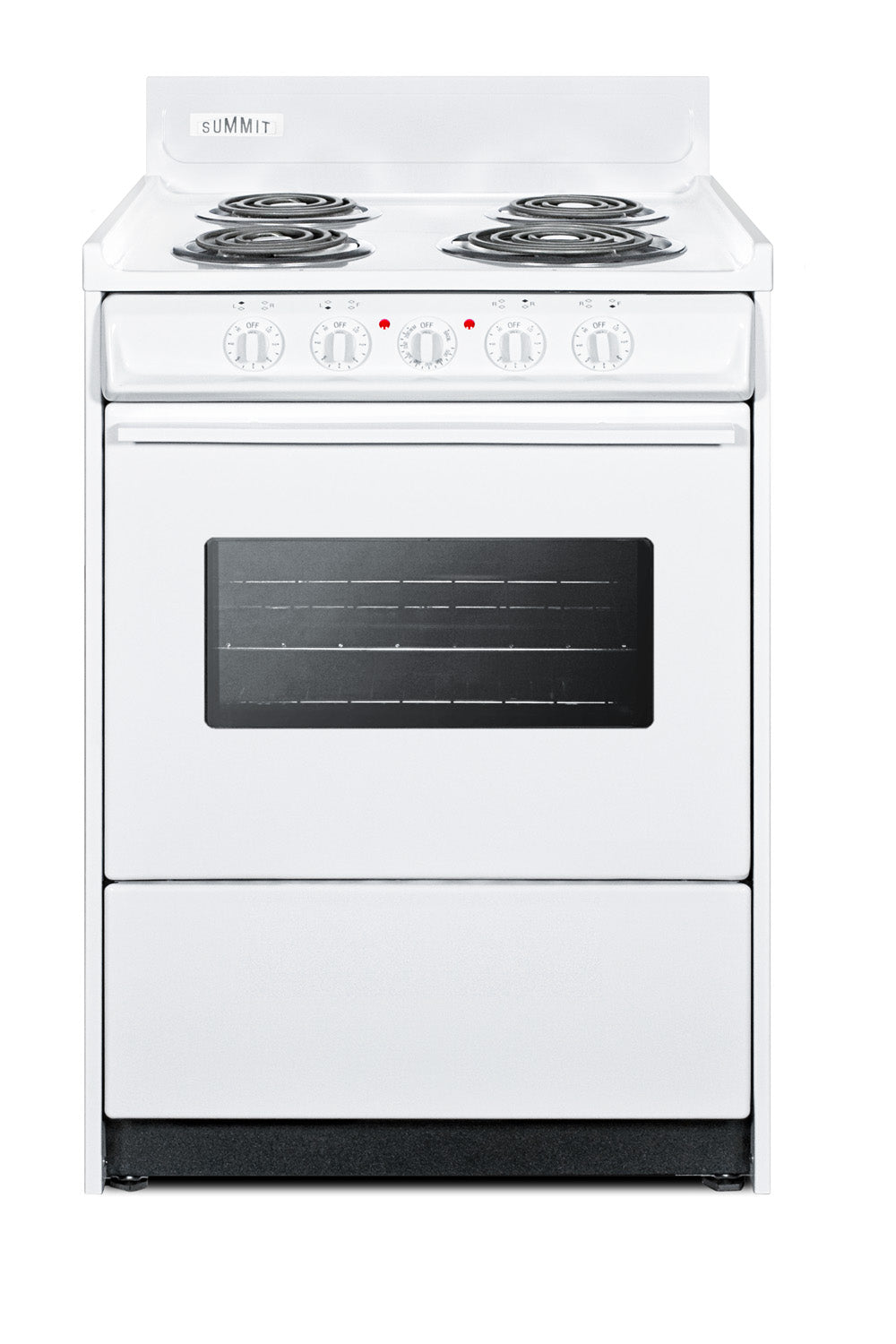 Compact white electric range with coil burners and oven window for kitchen and appliance collections
