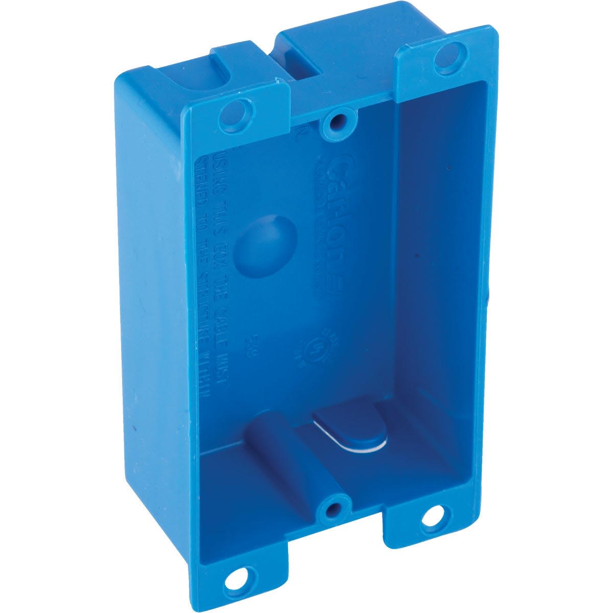 Blue PVC 1-gang old work electrical box for safe wiring installation in home improvement and electrical collections