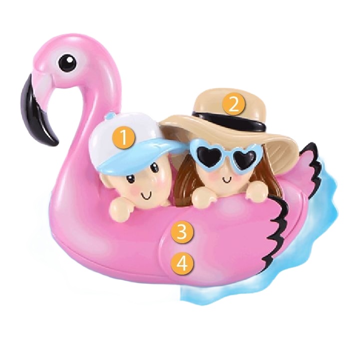 Couple figurine in summer hats floating on pink flamingo pool float Christmas decoration under $50 collection