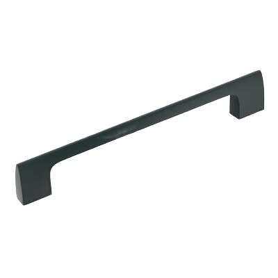Matte black cabinet pull with sleek, modern design for furniture and hardware in home improvement collections