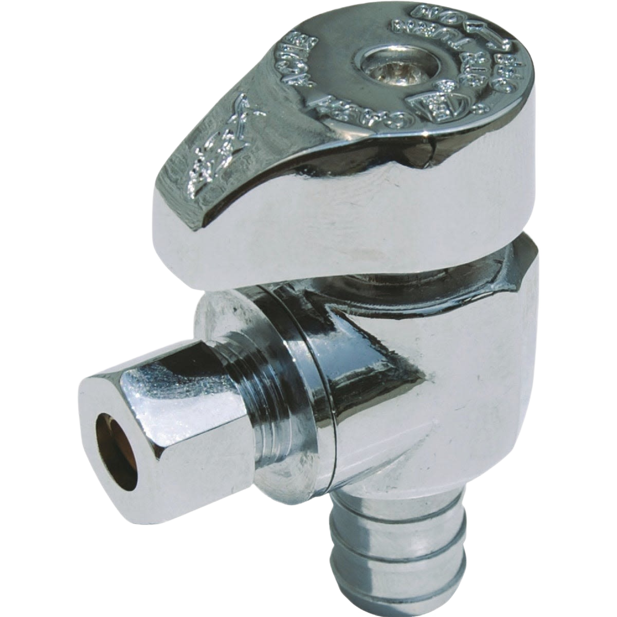 Chrome angle stop valve with brass compression barb for plumbing and pipes & fittings in home improvement collections