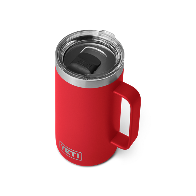 Red insulated stainless steel 24 oz mug with large handle and clear Magslider lid from Drinkware and Kitchenware collections