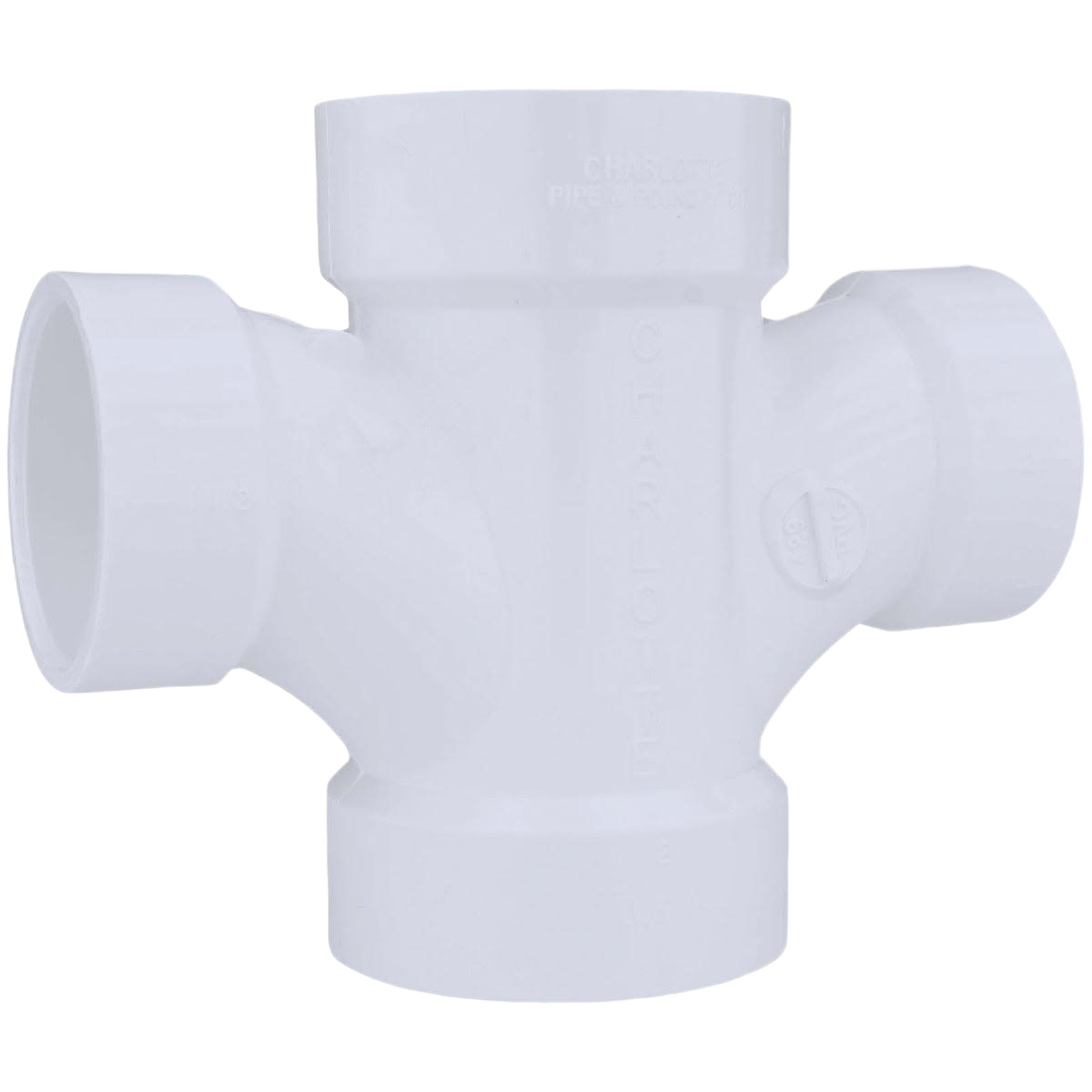 White PVC reducing double sanitary tee pipe fitting for plumbing in home improvement and pipes & fittings collections