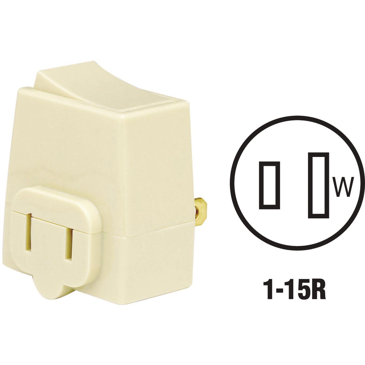 Ivory 13 amp plug-in switch adapter with rocker switch for electrical use in home improvement and wire collections under $50