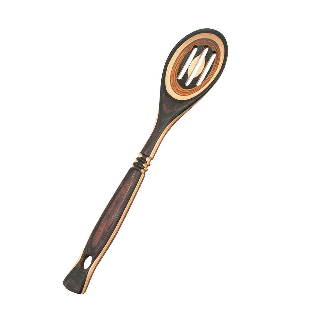 Colorful pakkawood slotted spoon with elongated oval cutouts for kitchenware and cooking utensils under $50 collections
