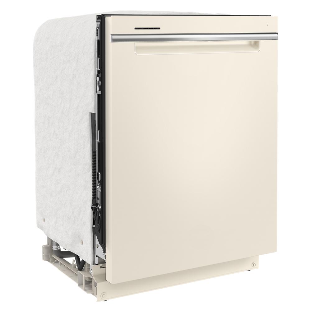 24-inch beige dishwasher with minimalist design, ideal for kitchen appliances and home improvement projects
