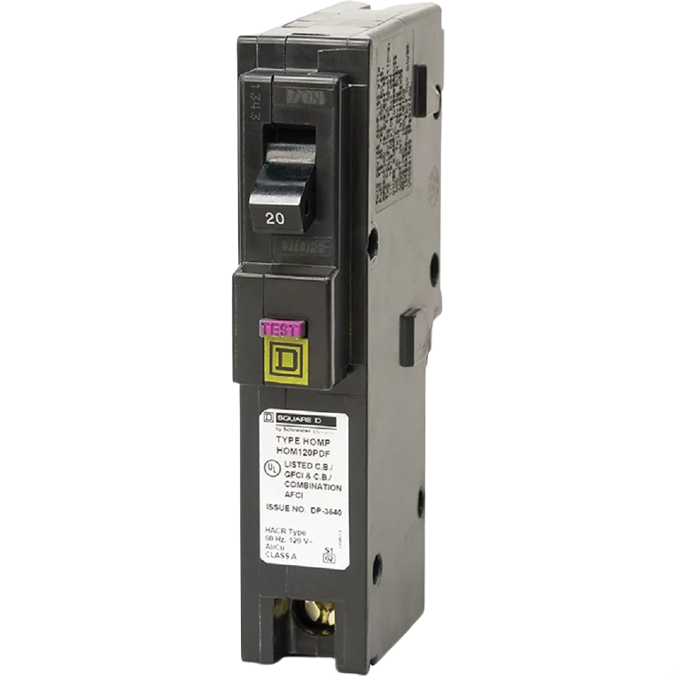 Circuit breaker switch with test button for home improvement electrical safety and tool applications