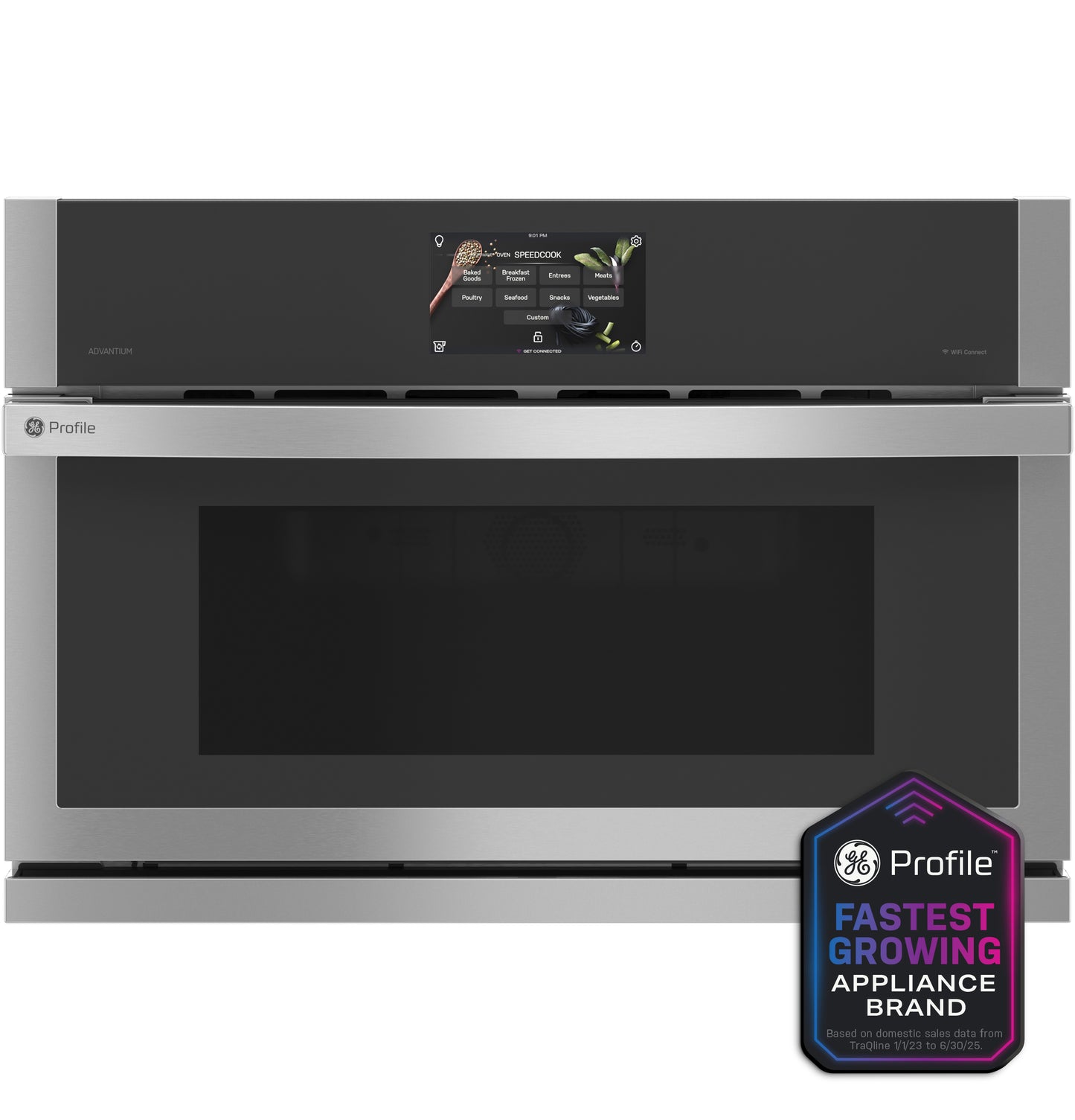 Stainless steel single wall oven with digital touchscreen control panel from wall ovens and kitchen appliances collections
