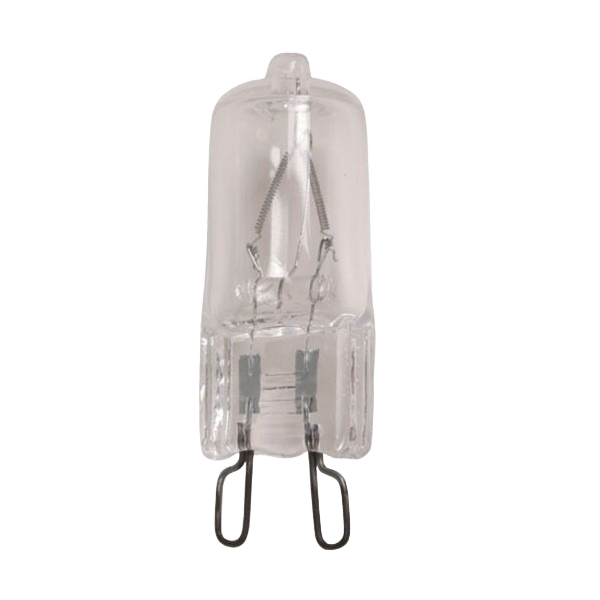 Clear halogen light bulb with double loop base designed for home improvement lighting needs