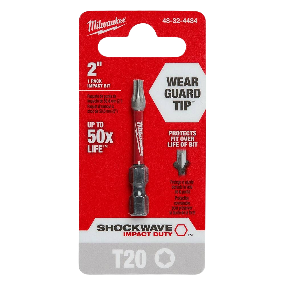 Milwaukee 2-inch T20 TORX impact bit with Wear Guard Tip for durability in tool accessories and power tool collections