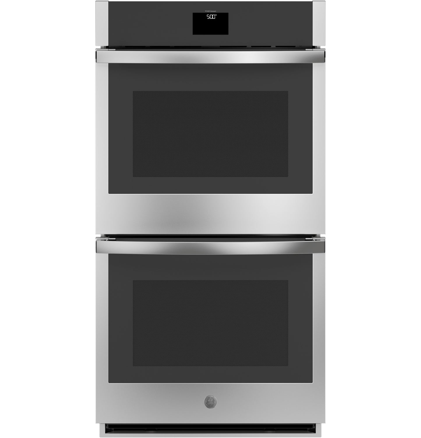 Stainless steel double wall oven with digital display, part of kitchen appliances and wall ovens collection