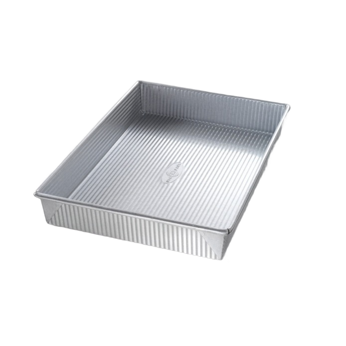 Rectangular metal baking pan with ridged texture for kitchenware and bakeware under $50 collection