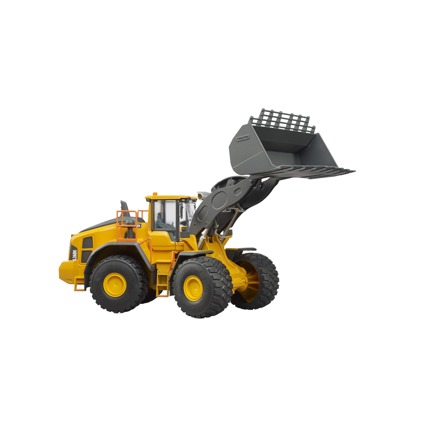Yellow Bruder Volvo Wheel Loader toy with raised gray bucket from Vehicles & Remote Controlled Toys, Toys & Games under $100 collection