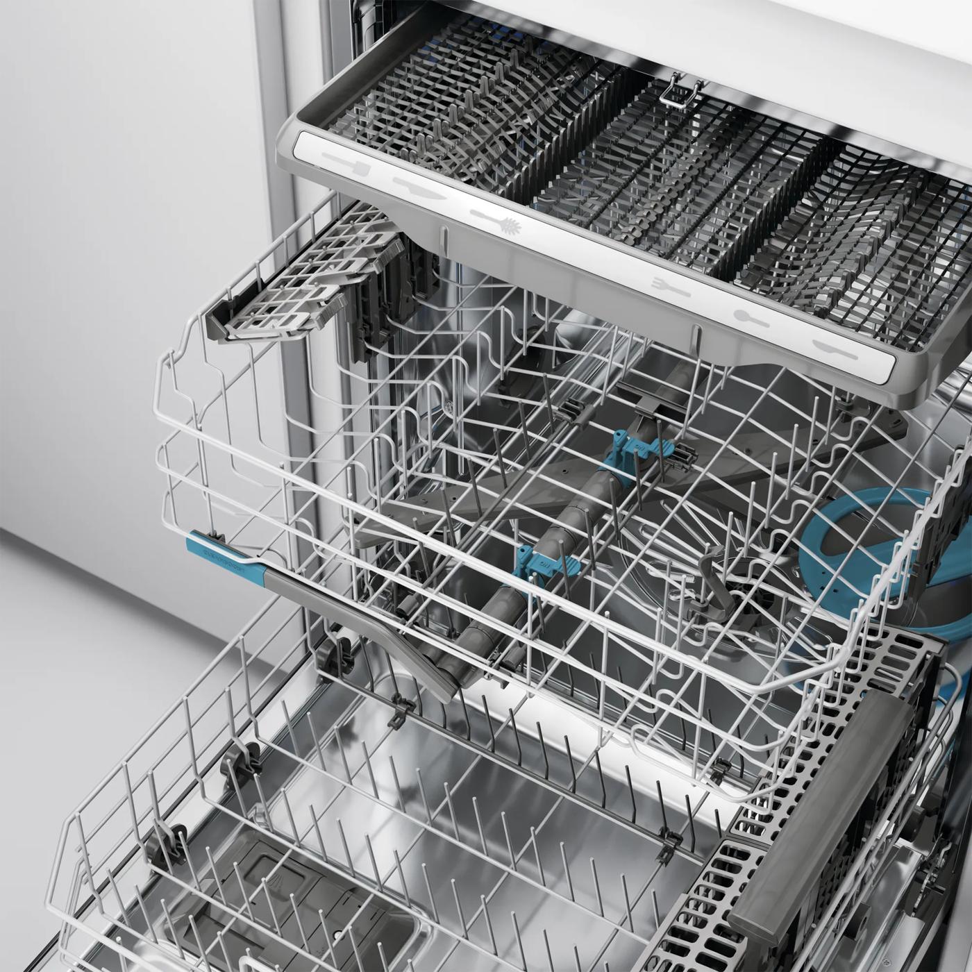 Open built-in dishwasher with stainless steel tub and adjustable racks in Dishwashers and Kitchen & Kitchenware collections