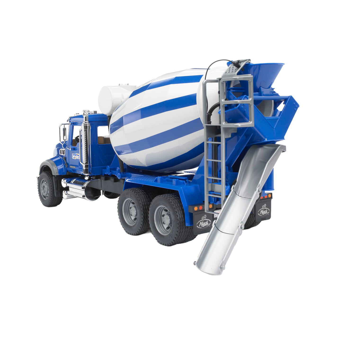 Detailed blue and white scale model cement mixer truck from Bruder Toys in Vehicles & Remote Controlled Toys collection