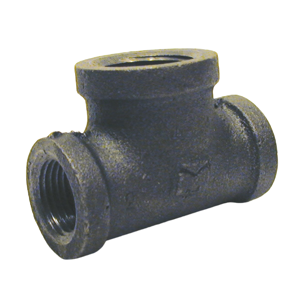 Black malleable iron tee fitting for plumbing and pipes in home improvement and under $50 collections