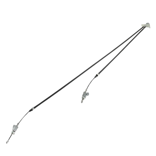 Flexible black mower deck lift cable with metal connectors for adjusting lawn equipment height in home maintenance tasks