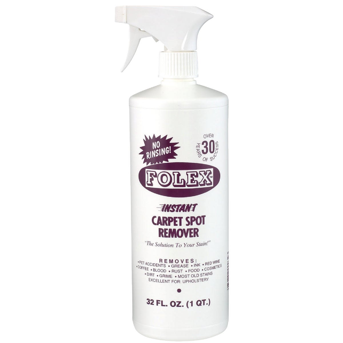 White spray bottle of Folex carpet spot remover for removing stains on carpets and upholstery under $50 in floor care products