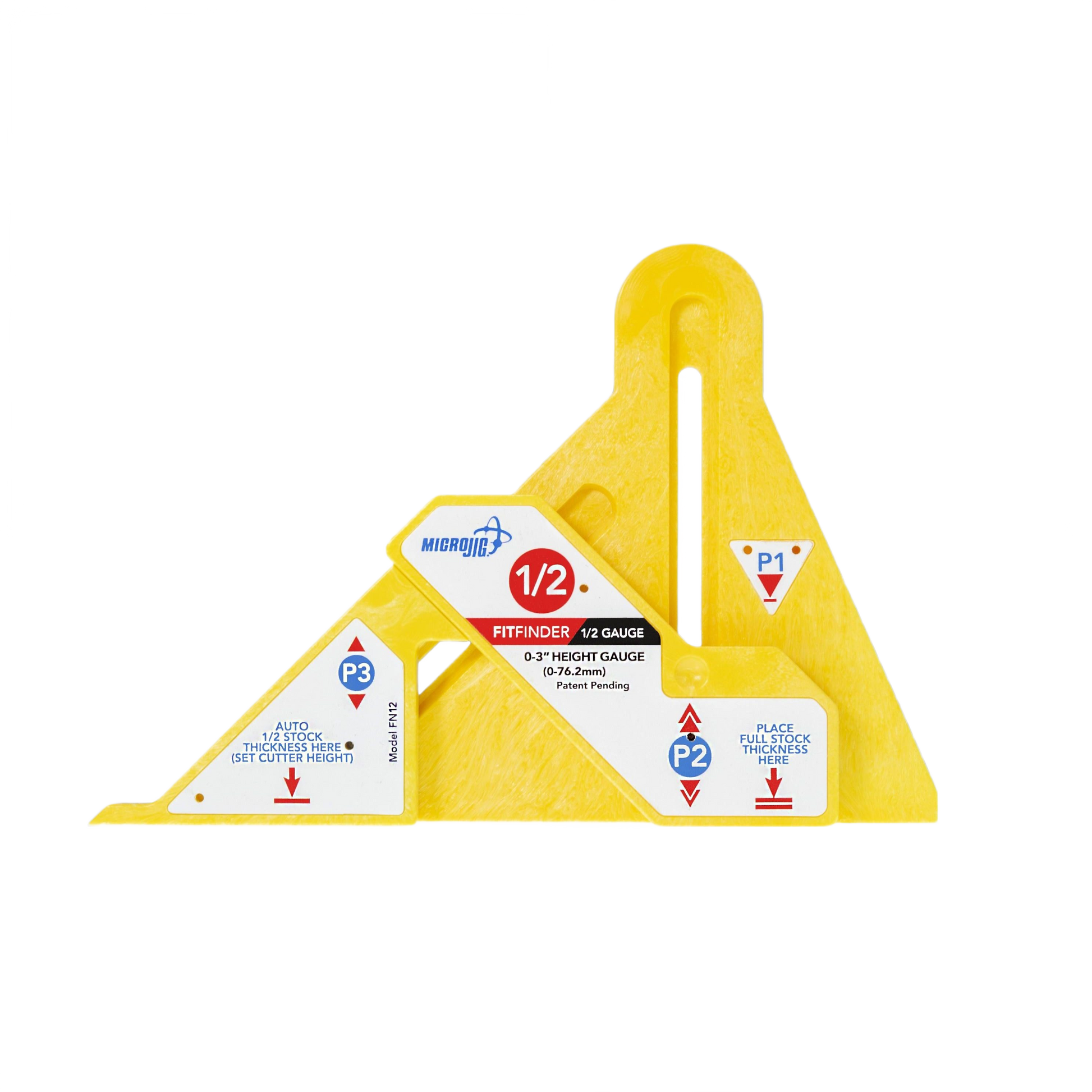Yellow plastic woodworking gauge tool for precise joint fitting and material measuring in tool and saw accessories collections