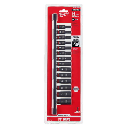 Milwaukee impact duty deep metric sockets with 6-point design and 1/4" drive for hand and woodworking tools