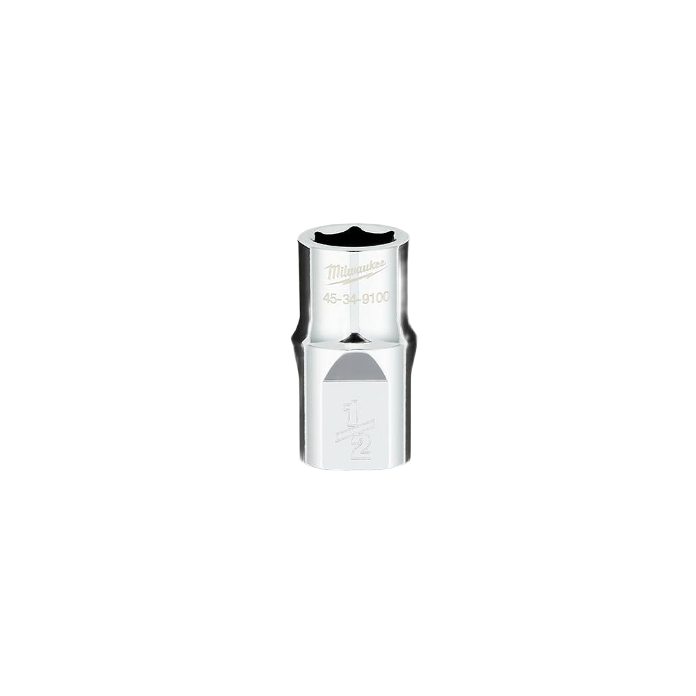 Chrome-plated 1/2-inch standard socket with FOUR FLAT™ sides for hand tools in Milwaukee and sockets collections under $50