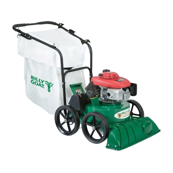 Green and red outdoor vacuum with white fabric collection bag labeled billy goat in Parts & Lubricants and Tools collections