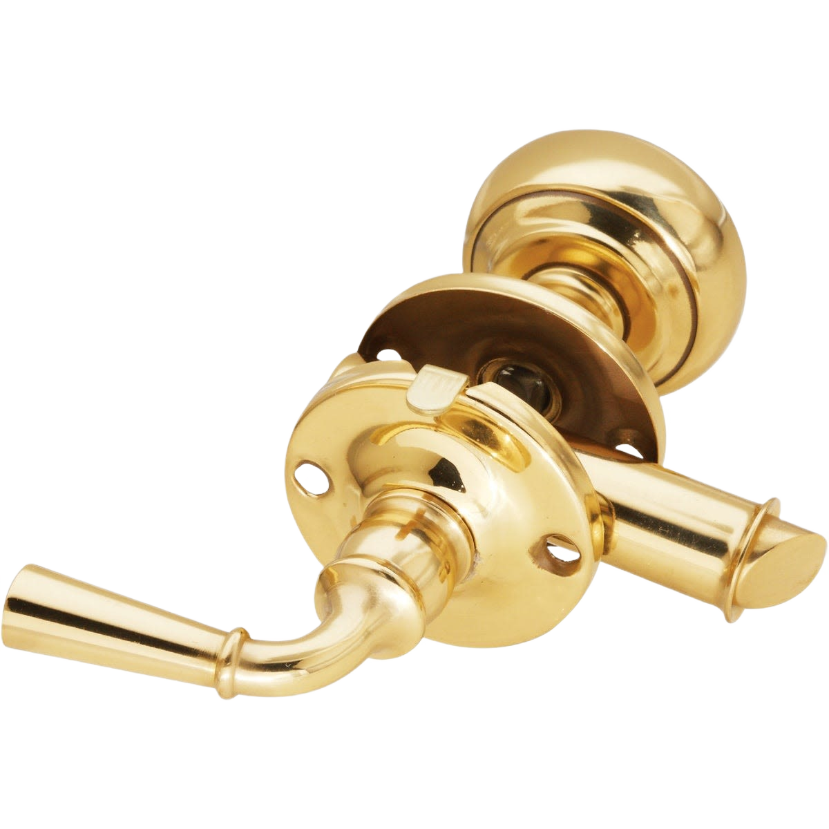 Polished brass storm door knob latch with lever handle for door accessories and home improvement projects under $50 collection