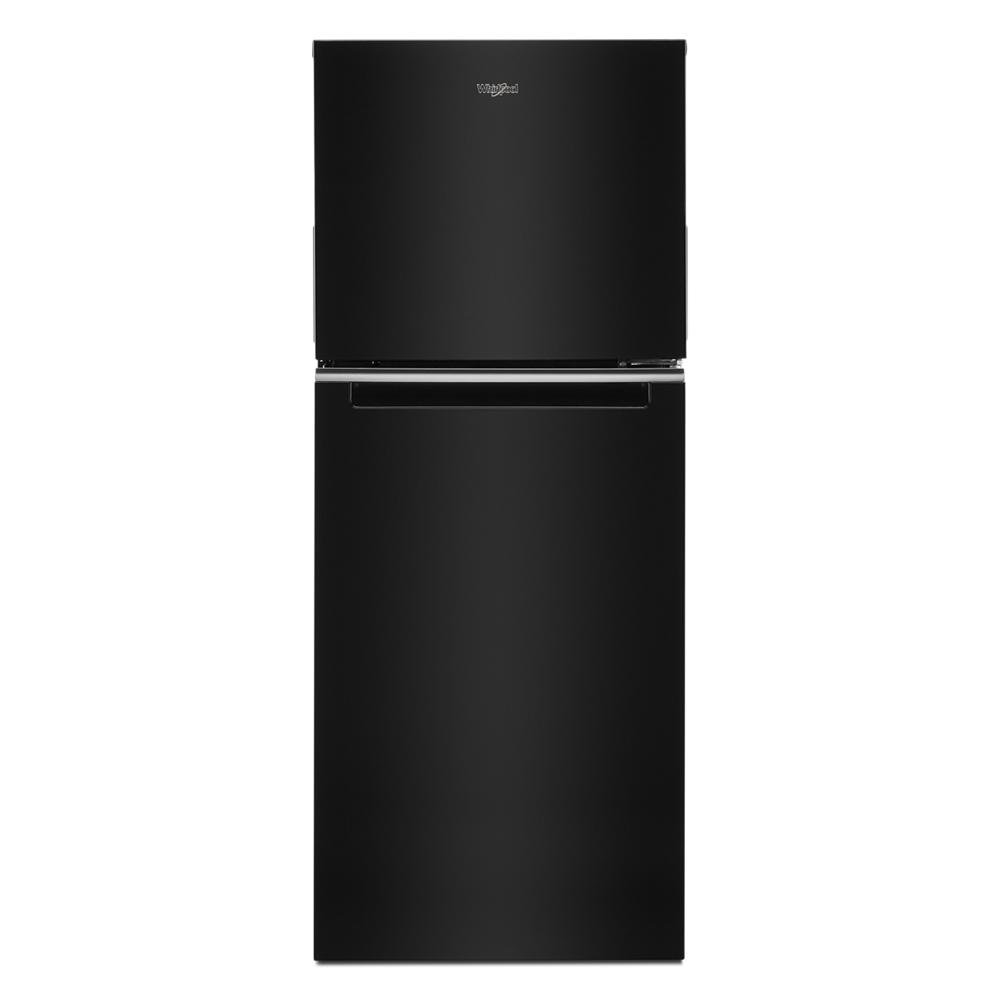 Black top-freezer refrigerator with smooth finish and recessed handles from kitchen appliances and refrigerators collection