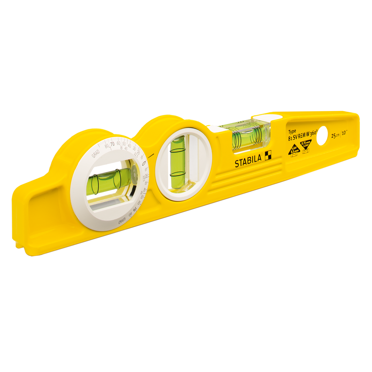 Stabila 10" Type 81 SMW 360 Die Cast Torpedo Level w/Protractor Vial