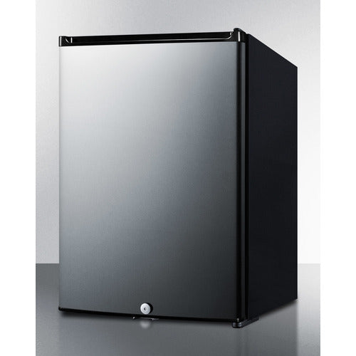 Freestanding compact minibar with stainless steel door, reversible left-hand swing in refrigerators and kitchenware collection