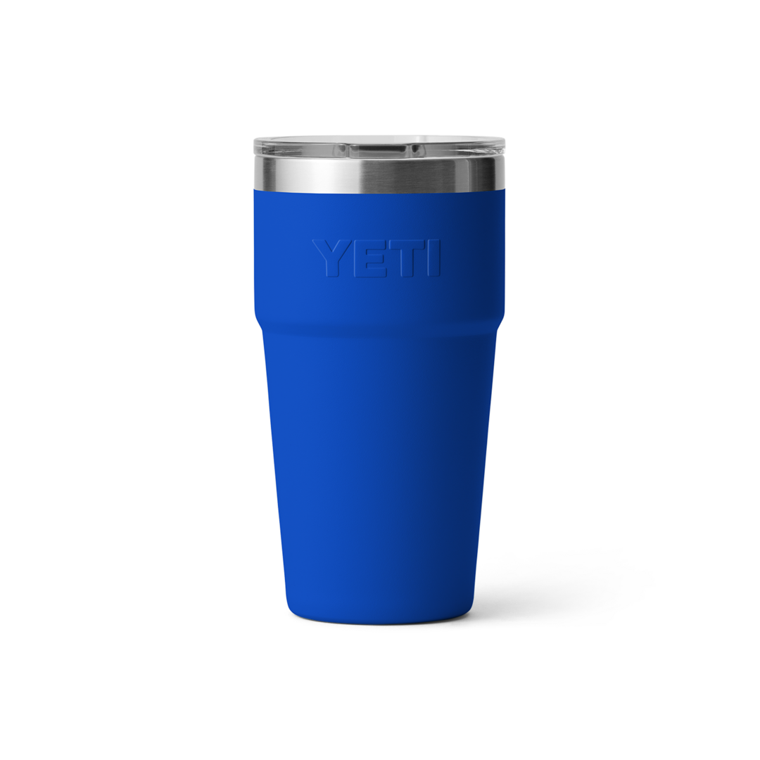 20 oz. blue insulated stackable cup with clear lid, rugged drinkware for kitchen, tableware, and outdoor use