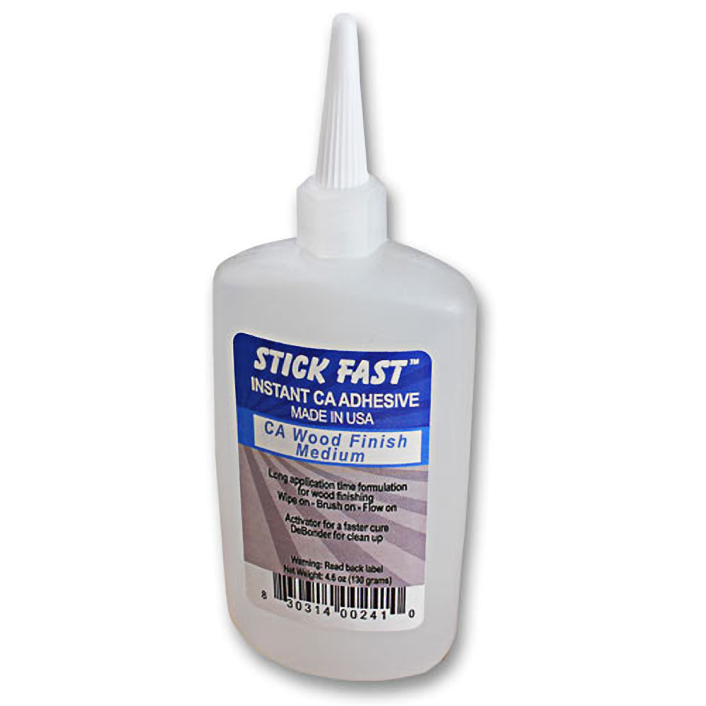 Bottle of Stick Fast medium CA adhesive for woodworking with precision applicator in tools and home improvement supplies collections