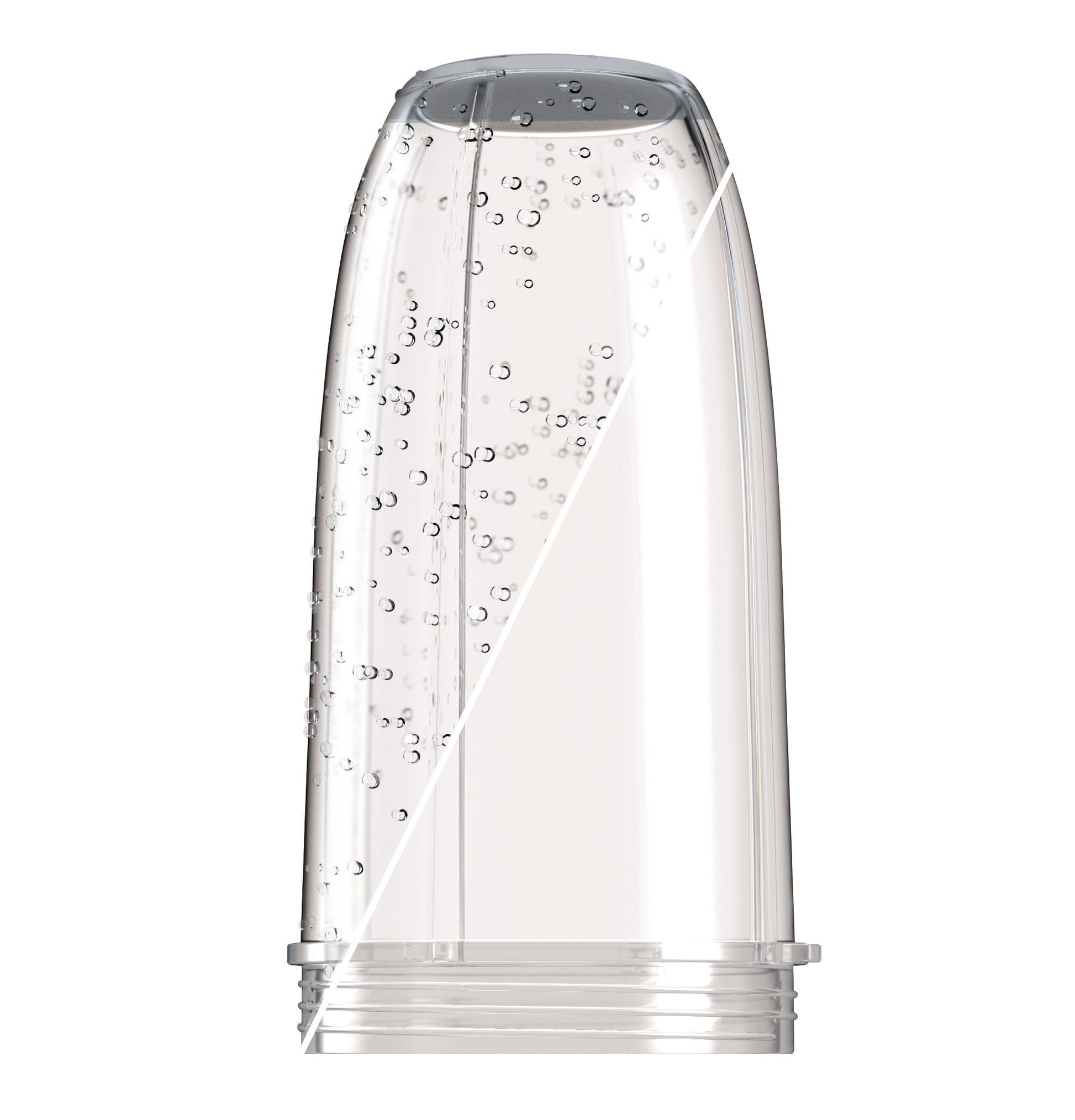Clear plastic cup showing water droplets to highlight cleaning performance in dishwasher from kitchenware collection
